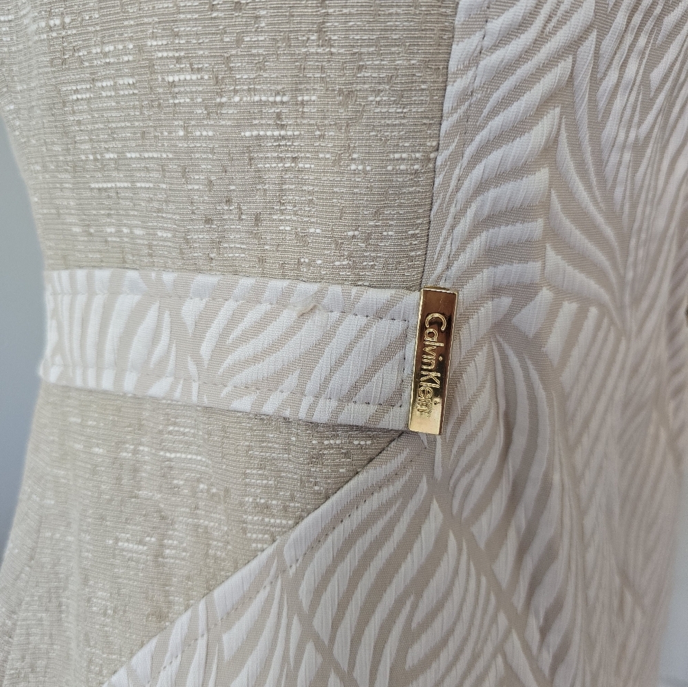 Calvin Klein | Size 6 | Ivory Tan Zebra Print Textured Color Block - Picture 4 of 15